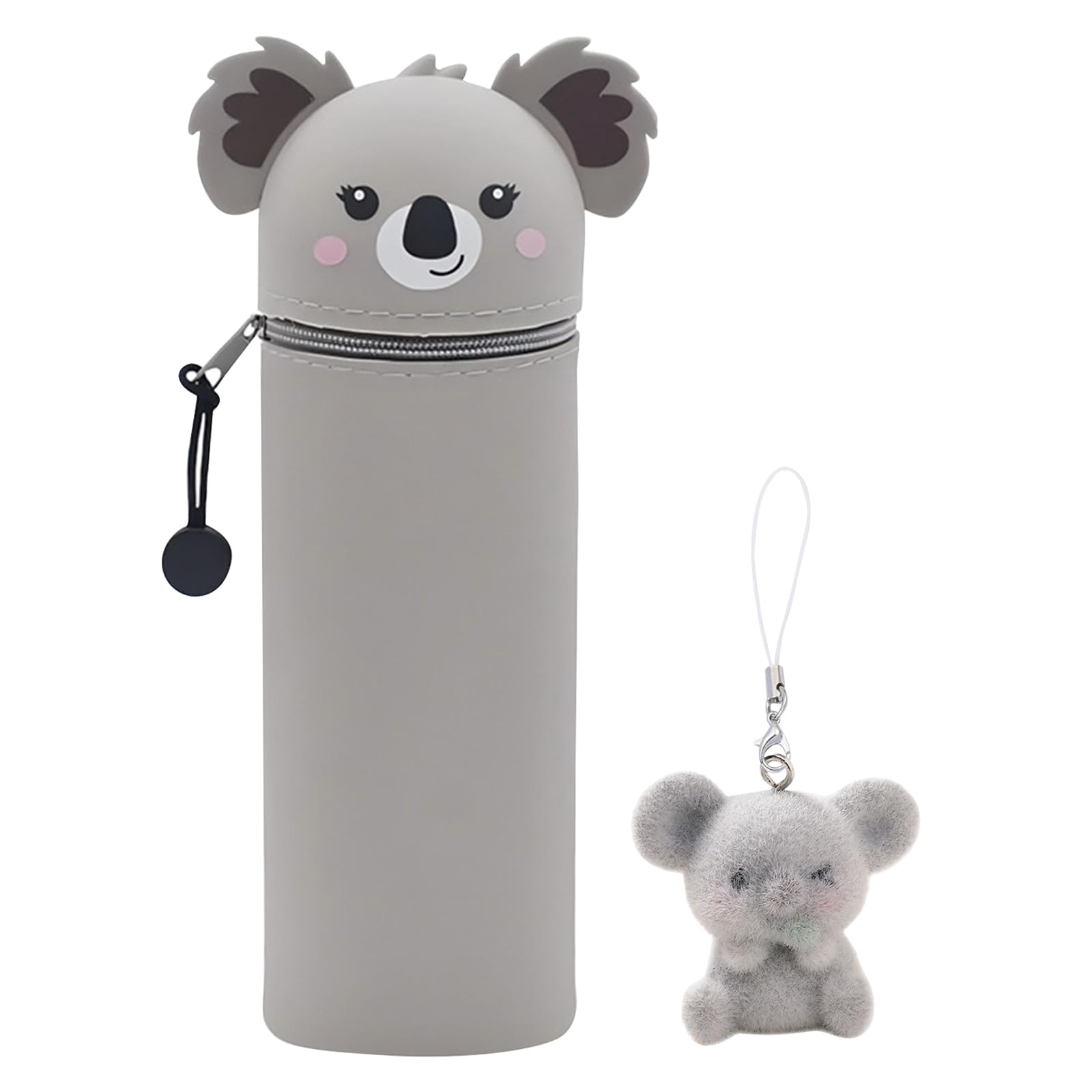 Trousse Ecole 2 en 1 en Silicone Souple Kawaii Trousse à Crayons Koala Grande capacité