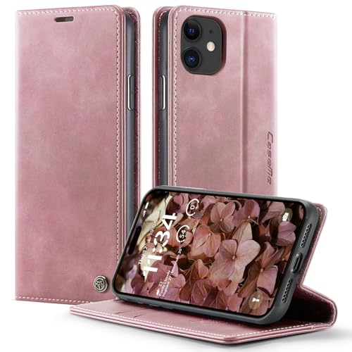 owlhold iPhone 11 hülle flip case Premium PU Leder, RFID Schutzhülle, Faltbare Ständer, Handytasche Lederhülle Kartenfach Standfunktion Handyhülle für iPhone 11 - Rosa
