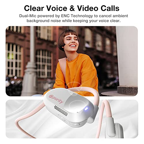 Image of Purity Air Open Ear Headphones - True Air Conduction Wireless Bluetooth Open Ear Earbuds with Dual Mic for iPhone /Android - Secured Long Wearing Comfort, Sports Sweat Resistant (White /Chalk Pink)