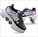 Produktbild LZR Kinder Rollschuh 2 in 1 Abnehmbare multifunktionale Verformung Quad Outdoor Outdoor Safe und Komfort Automatisches Gehen Unsichtbare Riemenscheibe Schuhe Schlittschuhe,36