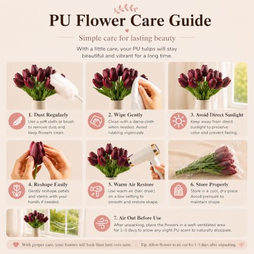 Image of Mandy's 20pcs Artificial Burgundy Tulips
