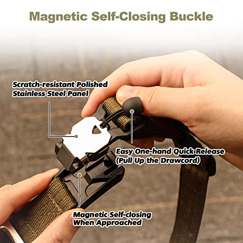 Raipult Designer Magnetic Quick-Release Dog Collar, Premium Soft Nylon Boy Dog Collars With Self-Closing Magnet Buckle, Heavy Duty Adjustable Durable Dog Collar For Small Medium Large Dogs,Olive Green #TOP1