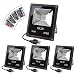 GLW LED RGB Flood Light 20W Remote Control IP65 Waterproof Outdoor Landscape Lighting 16 Colors Changing 4 Mode Security Light Tunable Wall Washer Light for Garden,Lawn,Yard (4 Pack)