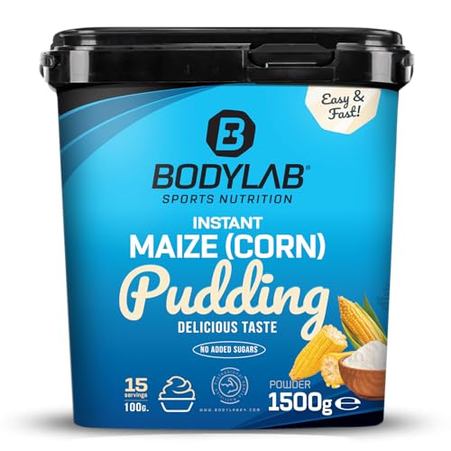 Bodylab24 Instant Maize (Corn) Pudding 1,5kg, mit 80g Kohlenhydraten pro Portion, 100% Maisgrieß, Maispudding ohne Zusatzstoffe, ideal als Energielieferant vor oder nach dem Training