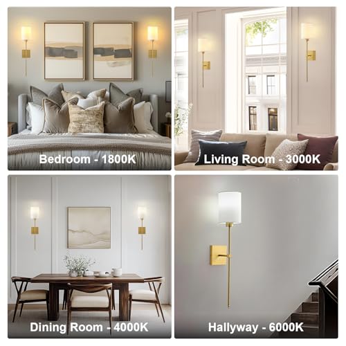 Image of Battery Operated Wall Sconce Set of Two,Wireless Rechargeable Wall Lights With Remote Control, Dimmable,4 CCT,RGB,Timer,Cordless Decor Lighting for Living Room, Bedroom, Entryway,Gold, 26.8 Inch