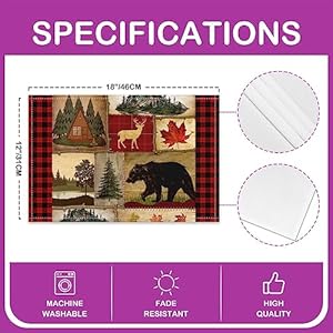 Set of 4 Bear Cabin Plaid Placemats 12x18, Rustic Farmhouse Place Mats, Retro Hunting Deer Scratch Proof Placemats, Country Woodland Pine Tree Waterproof Placemats, Maple Leaf Table Mats for Kitchen Set of 4 Bear Cabin Plaid Placemats 12×18 Rustic Farmhouse Place Mats Retro Hunting Deer Scratch Proof Placemats Country Woodland Pine Tree Waterproof Placemats Maple Leaf Table Mats for Kitchen
