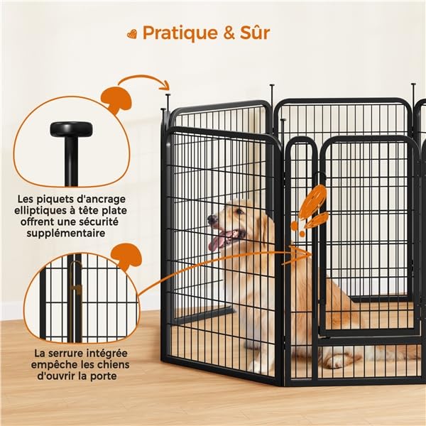 Enclos chiens chiot lapin Yaheetech chenil extérieur clôture métal modulable