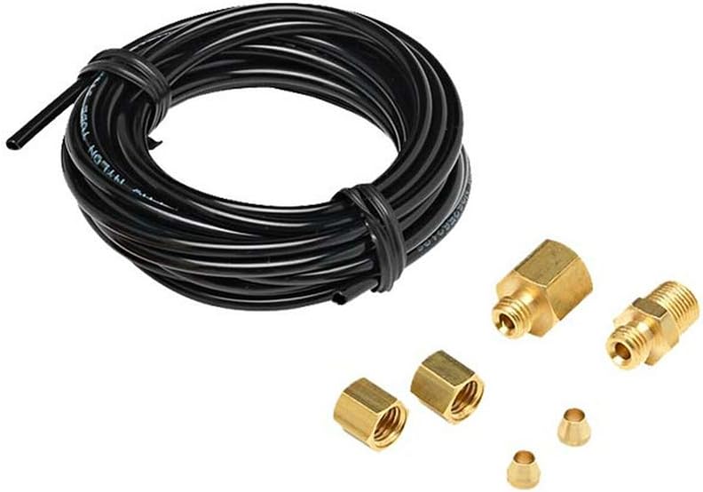 Kit de Mangueira de Nylon Preta para Manômetro de Pressão GlowShift com Conexões 1/8-27 NPT – 5,49 m