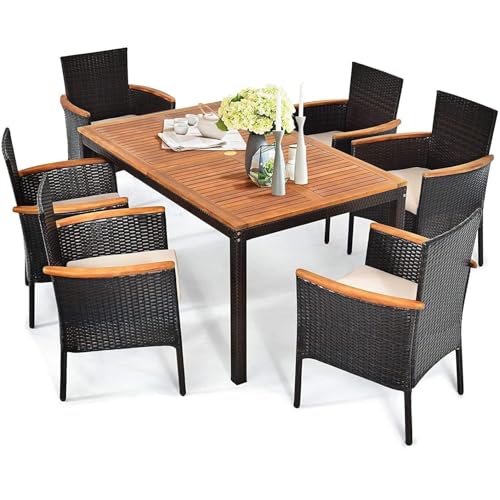 HAPPYGRILL 7-Piece Rattan Dining Set