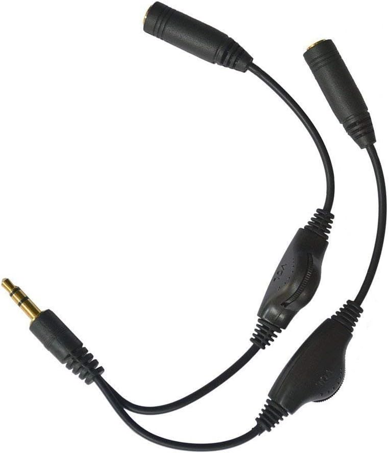 3.5mm Male Stereo to Double Female Audio Headphone Splitter Cable with Dual Volume Control