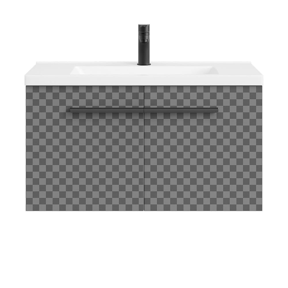 FUTURE HOME Mobile bagno sospeso 80 cm con lavabo in ceramica e specchio contenitore