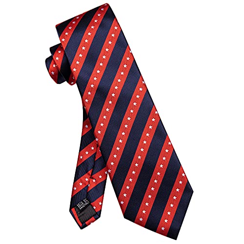 Yourties Red And Blue Tie Striped Ties For Men American Flag Ties And Clip Formal Silk Necktie #TOP3