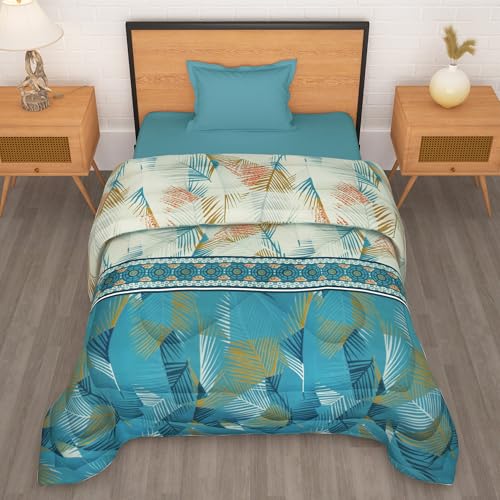 Image of Single Bed Comforter 180 GSM Reversible Microfiber | Comforter Single | AC Comforter Single Bed | Lightweight All Season Comforter | Blanket Single Size - Blue & White