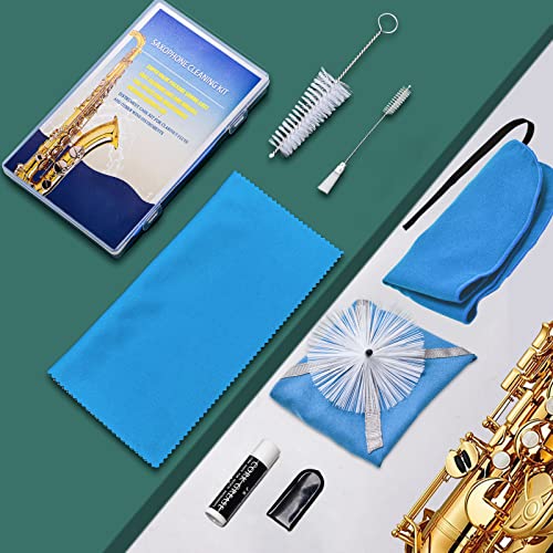 Zby Saxophone Cleaning Kit, Microfiber Sax Cleaning Cloth, Alto Sax Swab Neck Cleaning Strap, Instrument Dust Brush Mouthpiece Brush, Thumb Rest Cushion Cork Grease For Clarinet Flute Cleaning Kit #TOP1