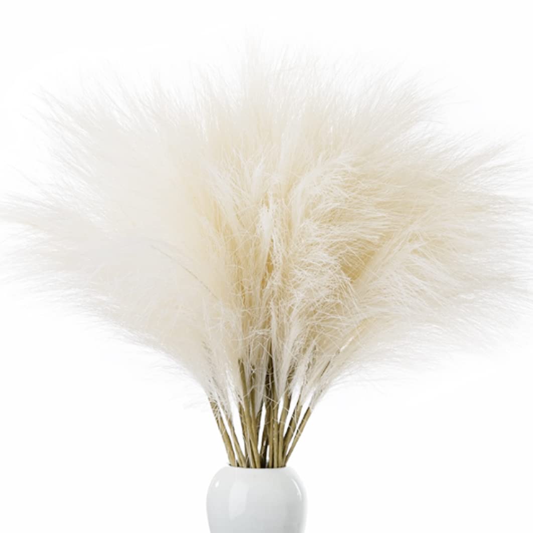 Faux herbe de la pampa blanche 45cm lot de 6 décoration artificielle moelleuse pour salon et chambre