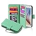 S6 Case, Galaxy S6 Case, S6 Wallet Case, ULAK Luxury Fashion PU Leather Case Magnet Wallet [Folio] [9 Card Multi-Slots] [Flip Cover] [For Women] for Samsung Galaxy S6 (Mint Green)