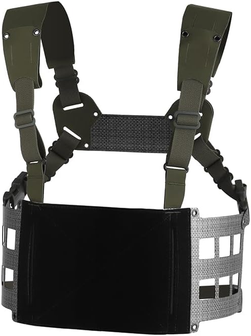 Tactical Extended Chest Pack,Lightweight Laser-Cut MOLLE Vest,Adjustable Front Hanging Pouch