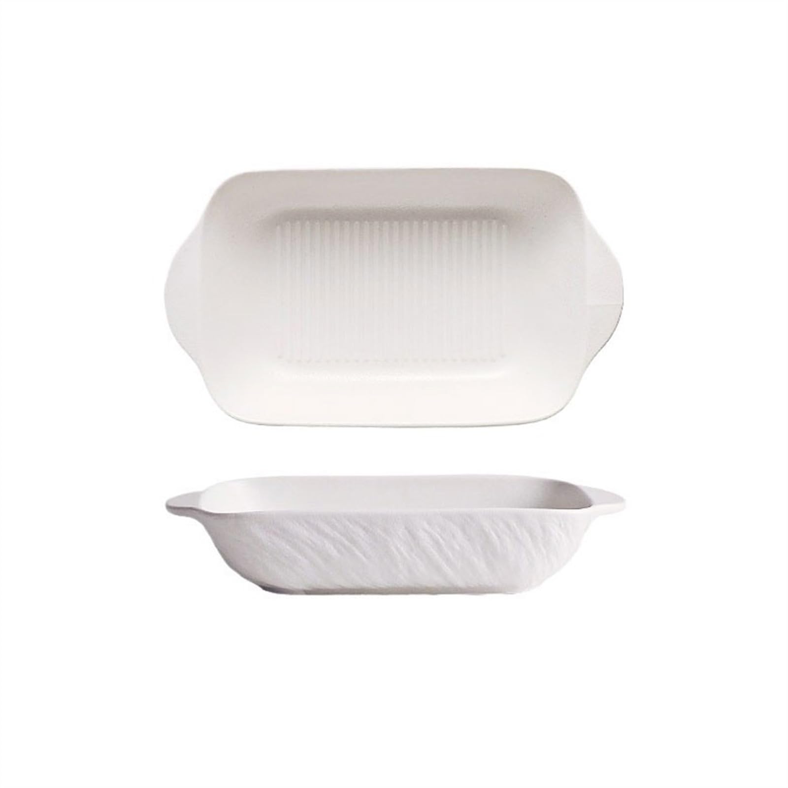 Naczynie do pieczenia Prostokątna miska z podwójnym uchem do pieczenia talerz obiadowy piekarnik naczynia mikrofalowe ceramiczna blacha ser zapiekany ryżowy Zapiekanka(Biały)
