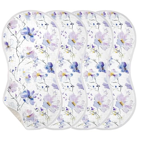Impressionist Flowers Purple Cotton Muslin Burp Cloths Large Easy Care Baby Rags for Babies Girls and Boys Set of 2, 22x11in3