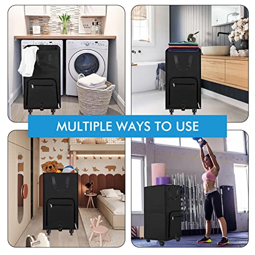 Bukere Laundry Hamper with Wheels, Large Rolling Laundry Basket with 4 Casters and 2 Handles, Collapsible Freestanding Wheeled Laundry Bag for Clothes, Laundry Room, Bathroom - Image 7