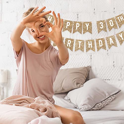 Pre-Strung Happy 30Th Birthday Banner - No Diy - Gold Glitter 30Th Birthday Party Banner - Pre-Strung Garland On 6 Ft Strands - Gold Birthday Party Decorations & Decor. Did We Mention No Diy? #TOP7