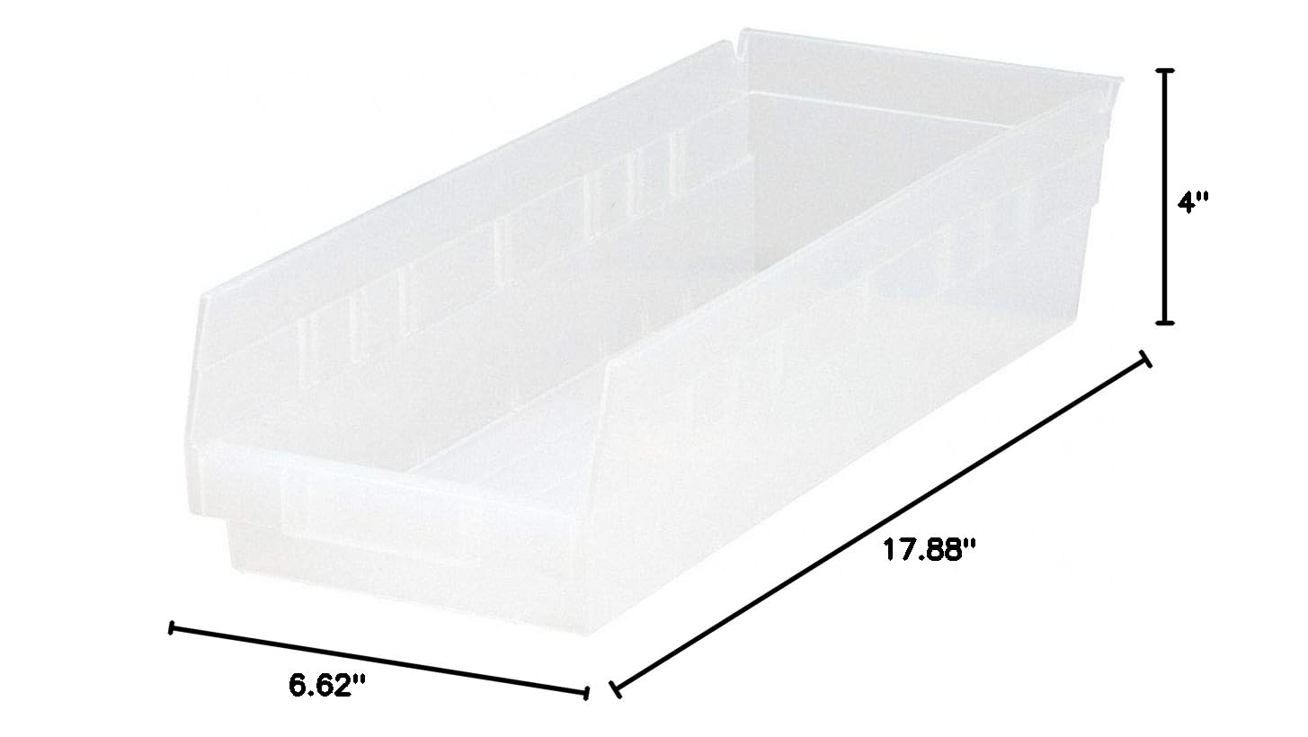 Quantum Storage Systems QSB104CL Economy Part Organizer Clear Bins 18" L x 7" W x 4" H 20 Pack