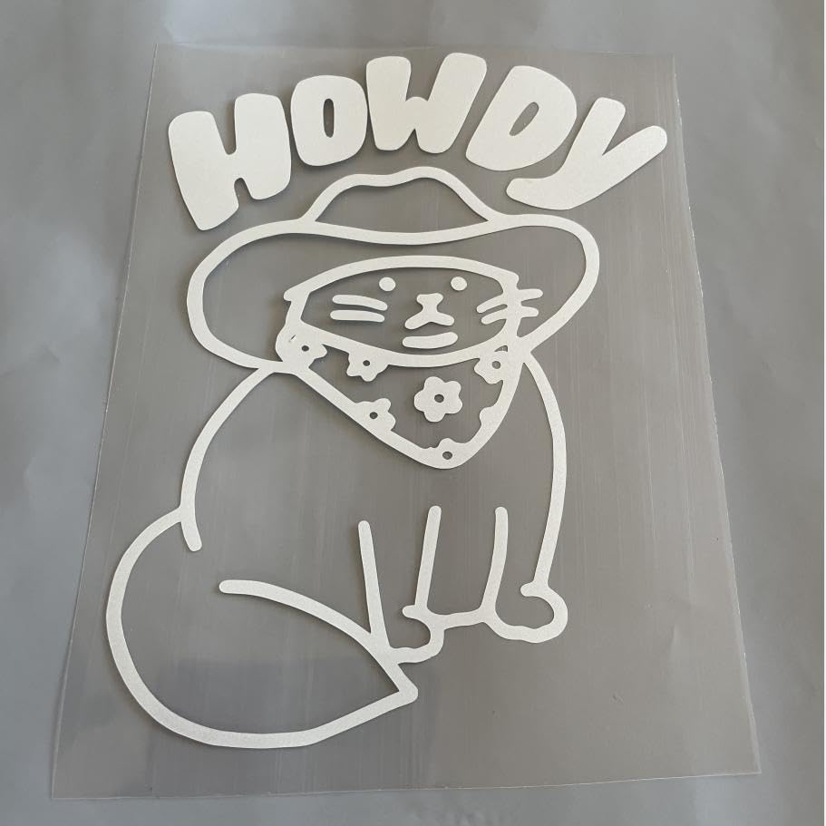 Image of Cowboy Cat Car Stickers - Cute Meowdy Bumper Stickers - Vinyl Car Decals - Waterproof, Weatherproof， Uv Resistant - Funny cat Meme Stickers for - Car, Trucks, Windows, Gifts, Laptop