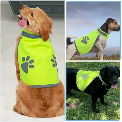 Sikweny Warnweste Hund Reflektierende Streifen Hundewarnweste mit Reflektierenden Elementen Warnwesten Einstellbares Design für Nachtwanderungen Outdoor Abenteuer Radbegleitung Training und Gesel (L)