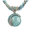 Harlorki Women Lady Handmade Retro Vintage Bohemian Style Twist Woven Rope Chain Turquoise Rhinestone Pendant Collar Necklace Fashion Jewelry