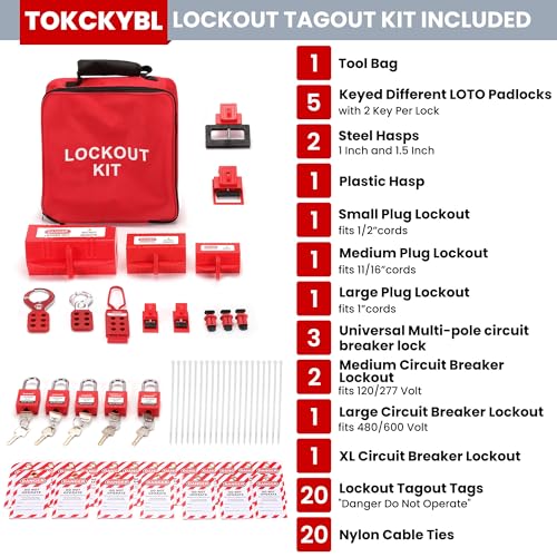 Image of Lockout Tagout Kit Electrical Loto 58PCS OSHA Compliant Safety Kit
