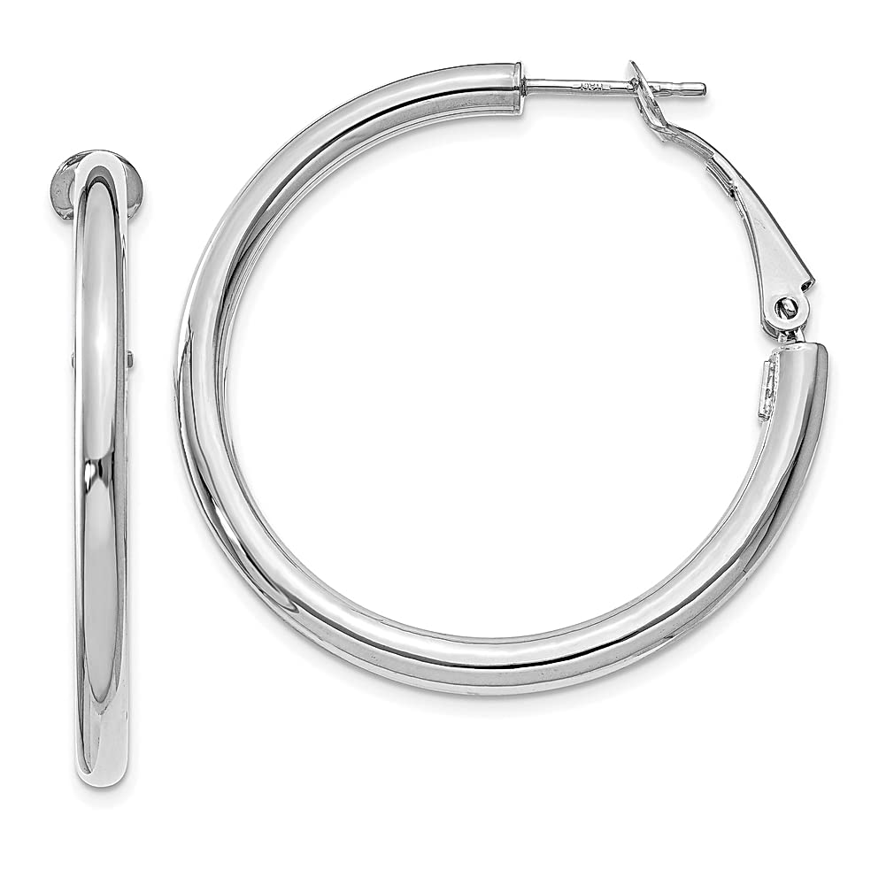 ICE CARATS 14k White Gold 3x30mm Round Hoop Earrings Ear Hoops Set Fine Jewelry Gifts For Women