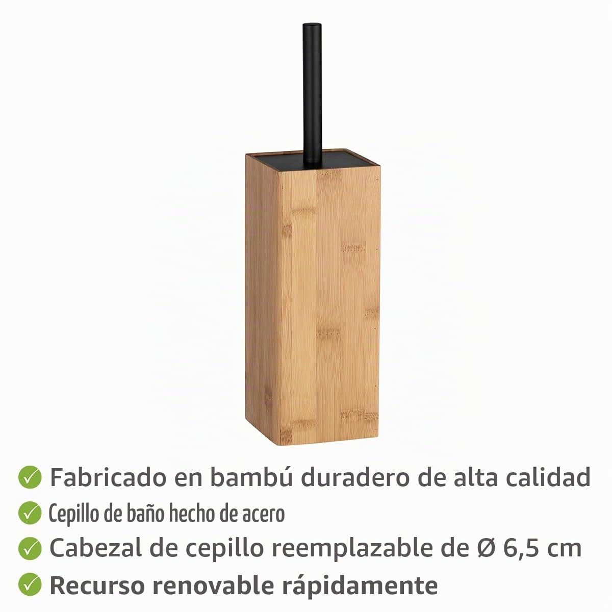 WENKO Escobillero Padua - Portaescobillas para el WC, Bambú, 10 x 38 x 10 cm, natural