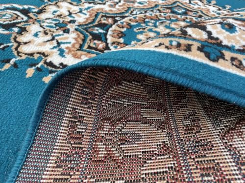 Image of TTC THREAD & TEXTURE CARPET Traditional Comfort: Power-Loomed Carpets for Living Room- Every Space Area Rug Color Blue Size 6x8 Feet (180x235cm)