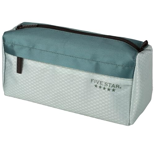 Five Star Pencil Pouch, Pen Case, 9-Pocket Zipper Pouch, Storage Organizer for School Supplies Earbuds Chargers Cables Makeup, Green/Juniper (500214F-ECM)