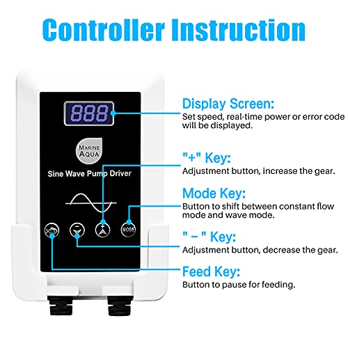 Image of Orlushy DC-4000 Silent Swirl Controllable DC aquarium Pump 25W 1050GPH-marine wavemaker return pump with sine wave Controller for salt /Freshwater coral reef fish tank sump Circulation