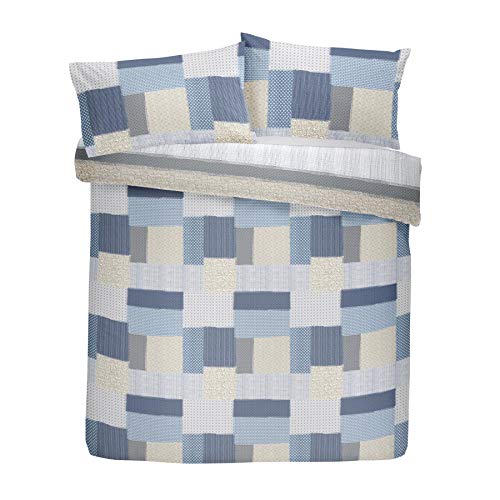 Dreams & Drapes Boheme-100% Brushed Cotton, Blue, Duvet Cover Set: Double