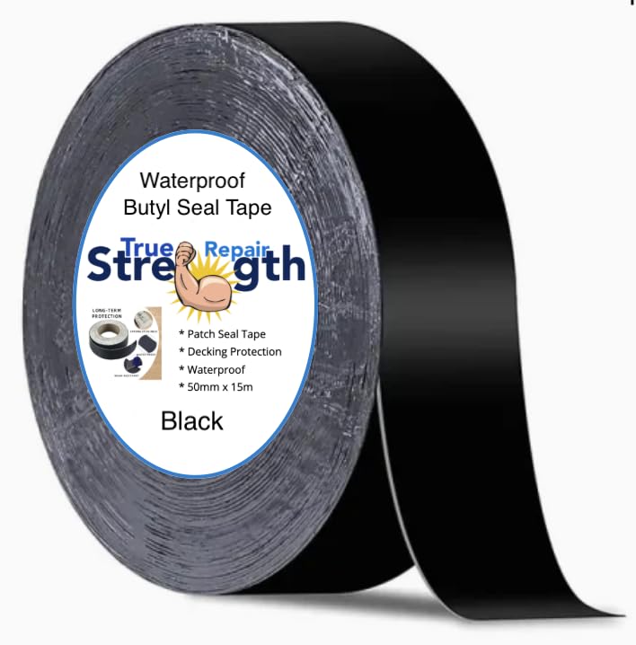 TSR True Strength Repair Waterproof Joist Tape decking roof and beam protection butyl sealant flashing tape self adhesive weatherproof anti-corrosion hard wearing abrasive resistant black 50mm x 15m