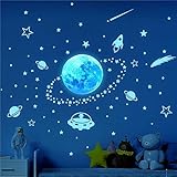 Condessacity 蓄光 シール 惑星 ウォールステッカー おしゃれ ブルーライト プラネット シューティングスター ウォール ステッカー 宇宙 星 ウォールシール 夜行 光る壁紙 ベッドルーム リビングルーム 子供部屋 夜光 光るステッカー 自己粘着性 剥がせる