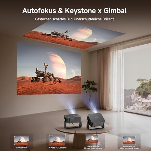 4K Smart Beamer mit Netflix-App & Kinoähnlichem Sound, iSinbox Autofokus & Trapezkorrektur, WiFi 6& Bluetooth 5.3, HDR10+, intelligenter tragbarer Projektor mit schwenkbarer Heimkino Beamer – Bild 6