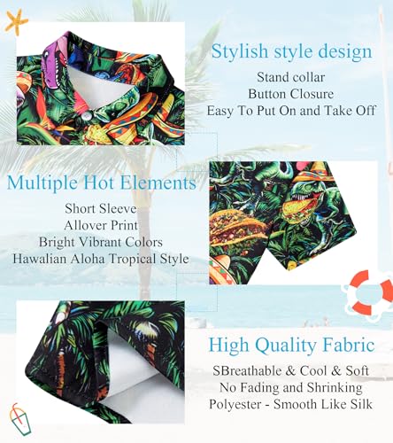 Image of uideazone Boys Hawaiian Shirts Novelty Printed Funky Short Sleeve Button Down Shirt Kids Aloha Luau Shirt 7-14T