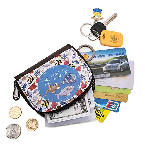 Image of Auony Coin Purse, Leather Change Coin Pouch Bag Cash Bag Wallet Bag with Key Ring for Girls & Women