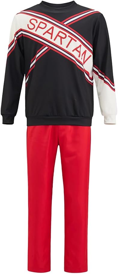 MelangCos Spartan Cheerleader Costume Sweatshirt Skirt Pants Halloween Cheerleader Uniform Outfit for Mens and Womens