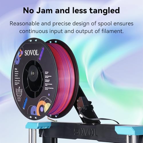 Image of Sovol PLA Filament Silk Tri Color Co-Extrusion 1.75mm, 3D Printer Filament 1kg / 2.2lbs, Shiny Silk Dark Red Green Blue 3 in 1 Coextrusion PLA Material + /-0.03mm