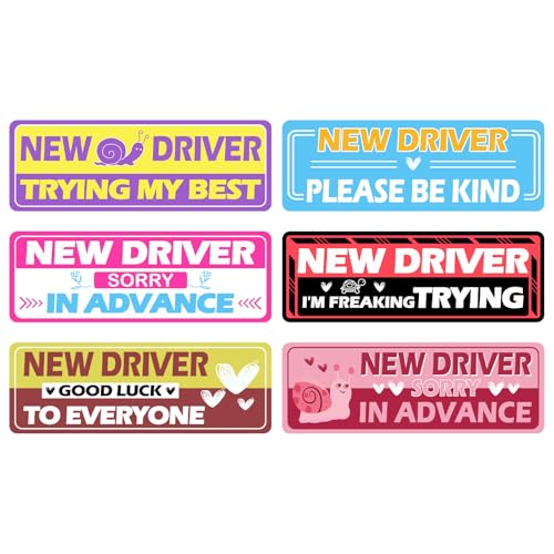 Image of 6Pcs Magnetic Car Stickers for Beginners, Removable Lovely Student Driver Sticker Magnet Supplies for Car, Keep Your Distance Safety Sign Suitable for Novice Drivers & Students