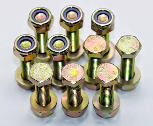 Image of M10 x 40mm Hex Head Bolt and Nylon Lock nut Flat Washer Assortment Kit by Color Galvanization,Alloy Steel,Grade 8.8.(10pcs Pack) by Metalsuberg