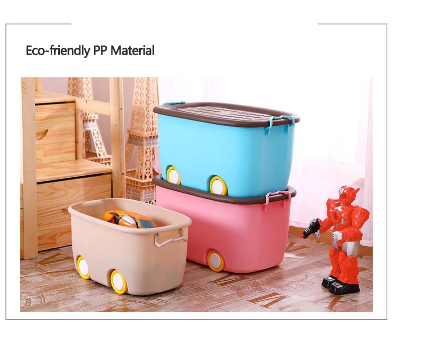 Image of Ash & Roh Plastic Multi Color Storage Bins With Locking Lids, Handle & Wheels | Stackable Collapsible Storage Box | 25 Lit Container Organizer Toy Storage Box. (Pack Of 3)