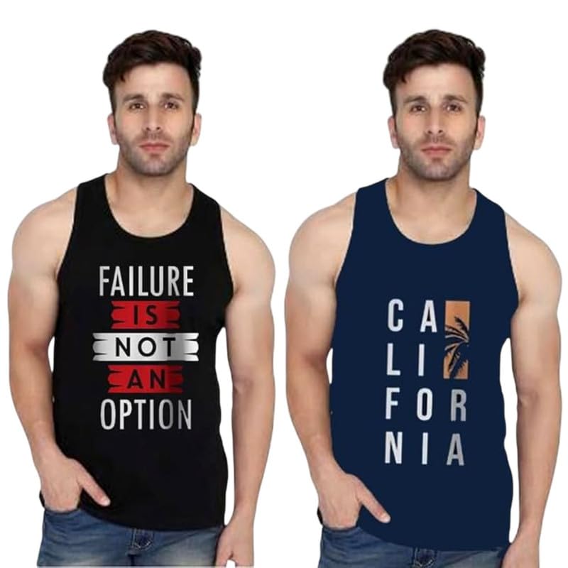 Tora Men's Regular Fit Sleeveless Printed Vest | Perfect for Beach, Gym, Running | Printed Sando Baniyan for Men | Men Performance Vests Pack of 2-image-22