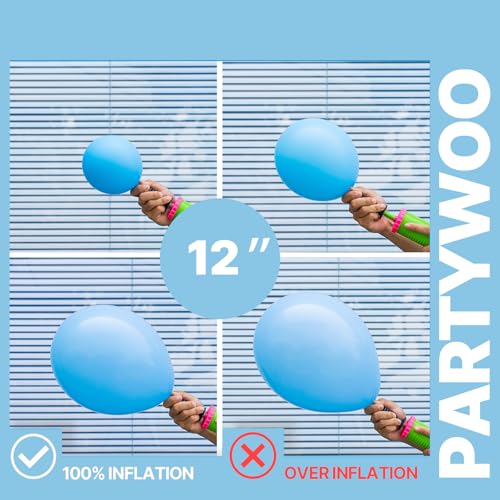 Image of PartyWoo Blue and Silver Balloons 66pcs 12 Inch Light Pastel Baby Metallic Pearl Blue Metallic Chrome Silver Confetti Balloons for Gender Reveal Wedding Baby Shower Birthday Party Decorations