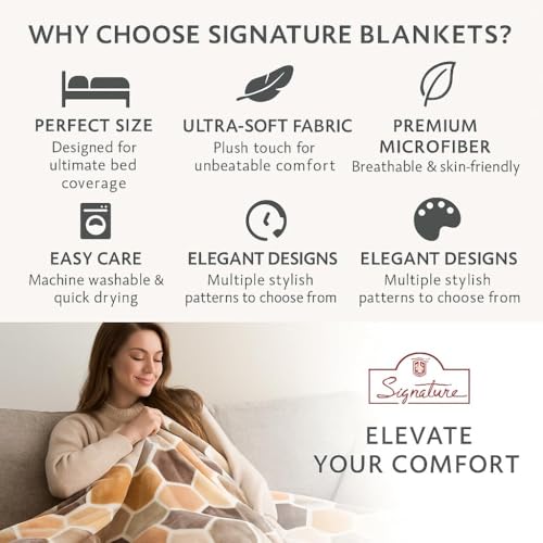 Image of Signature All Season Double Bed Blanket | Super Soft Plush, Lightweight & Cozy | 220 x 240 cm | 2.5 kg | Multi-Color Vibrant Print | Ideal for Winter, AC Use & Gifting (Vintage Rose Grey)
