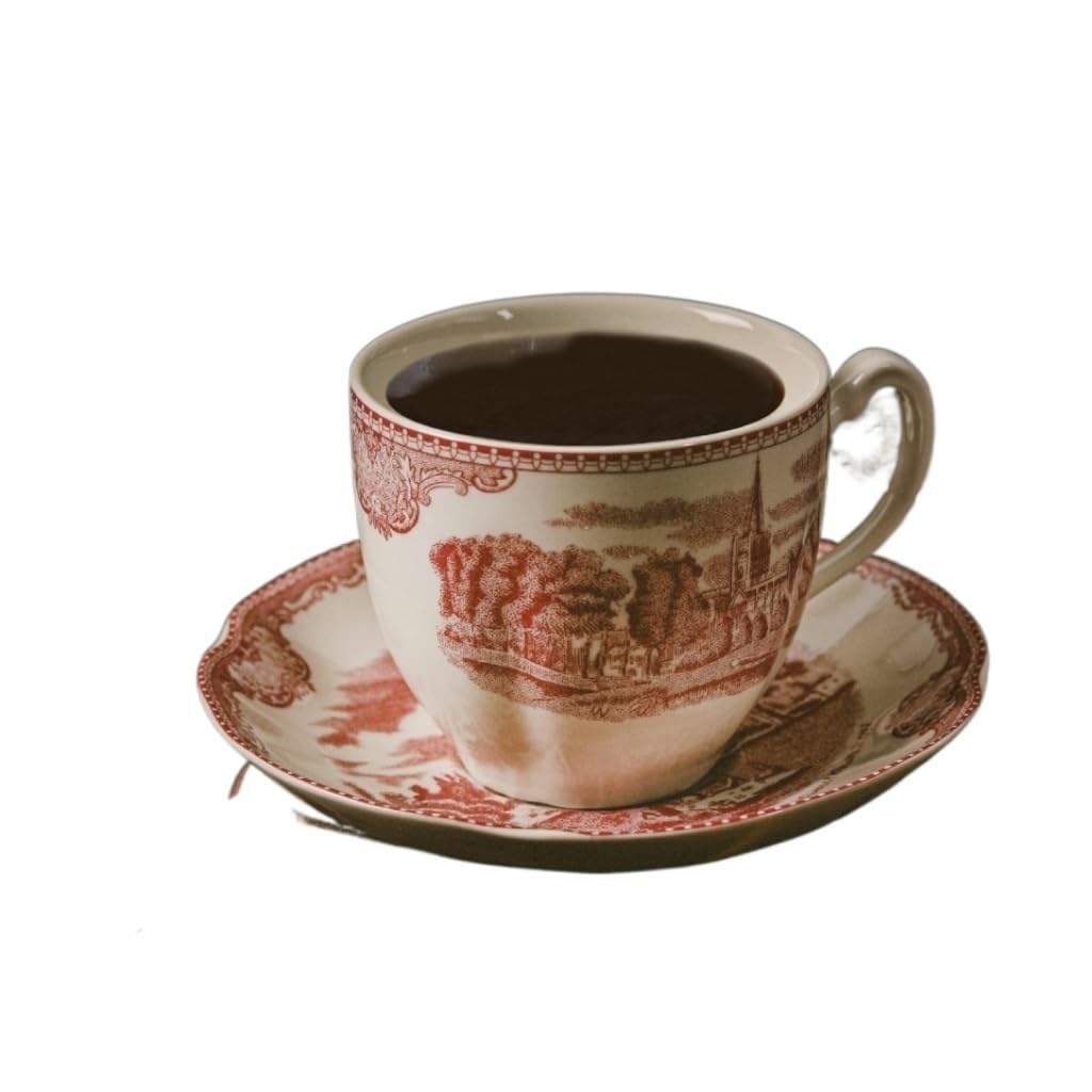 vfdaSWQQ Tea set, Blue Castle European Retro Court Style Ceramic Coffee Cup and Saucer Set Afternoon Tea(Pink)